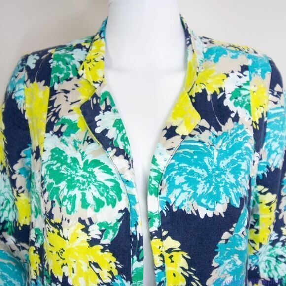 Kim‎ Rogers linen hawaii floral print blazer jacket, women's size Petite Small - Picture 4 of 16